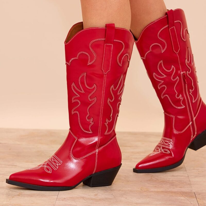Pretty Little Thing - Cherry Red Western Boots - £38.00 