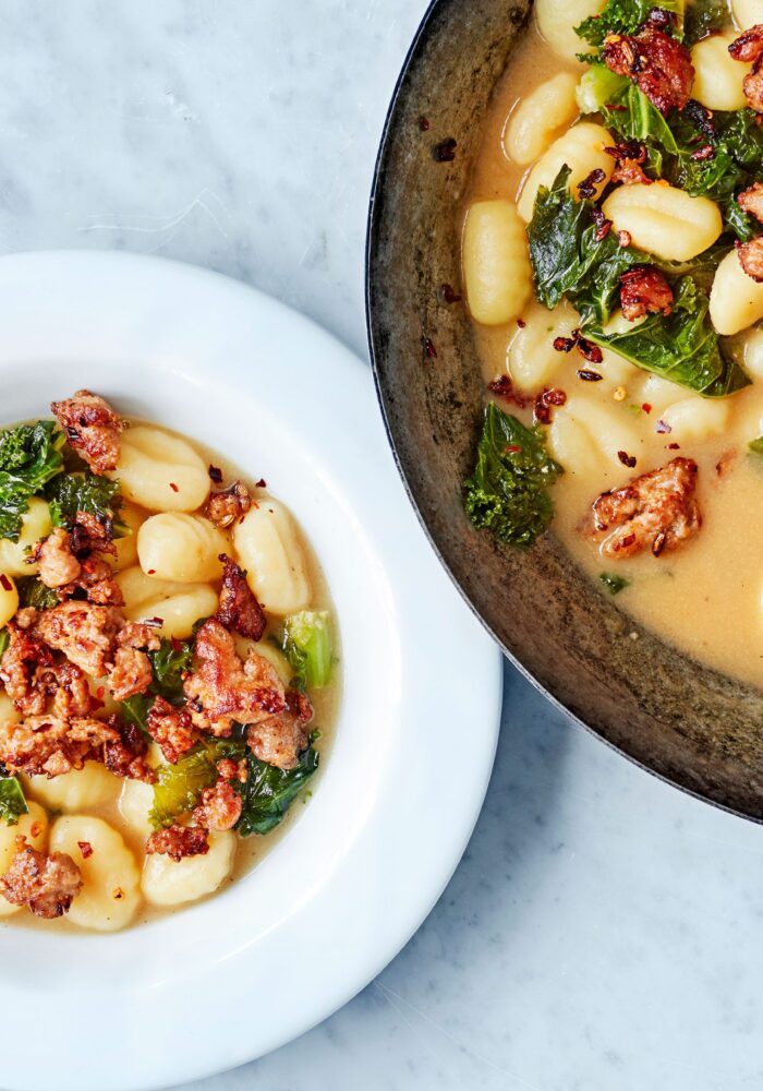 Sausage, kale and gnocchi one-pot