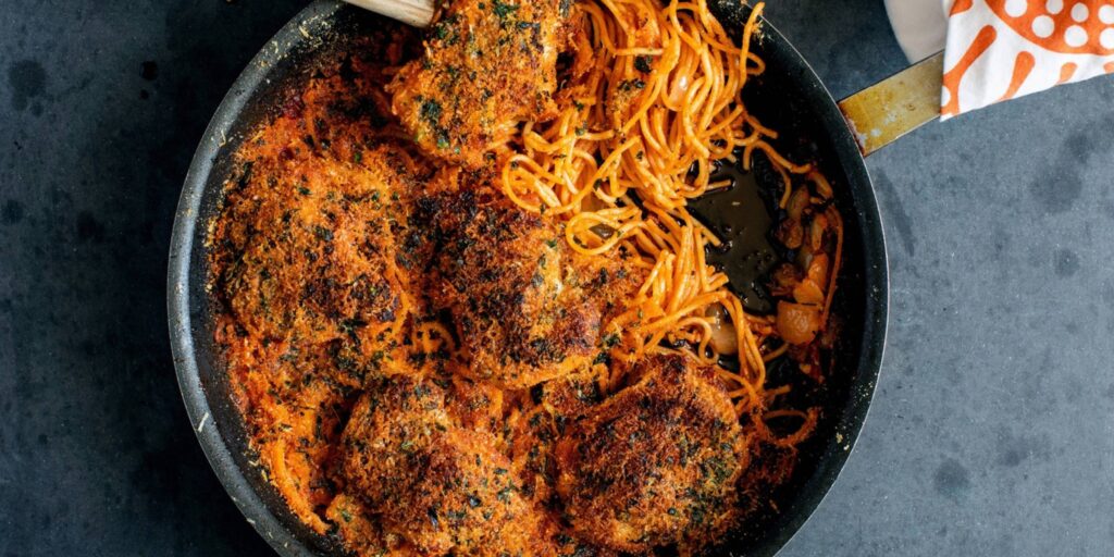 Ottolenghi's one-pan crispy spaghetti and chicken