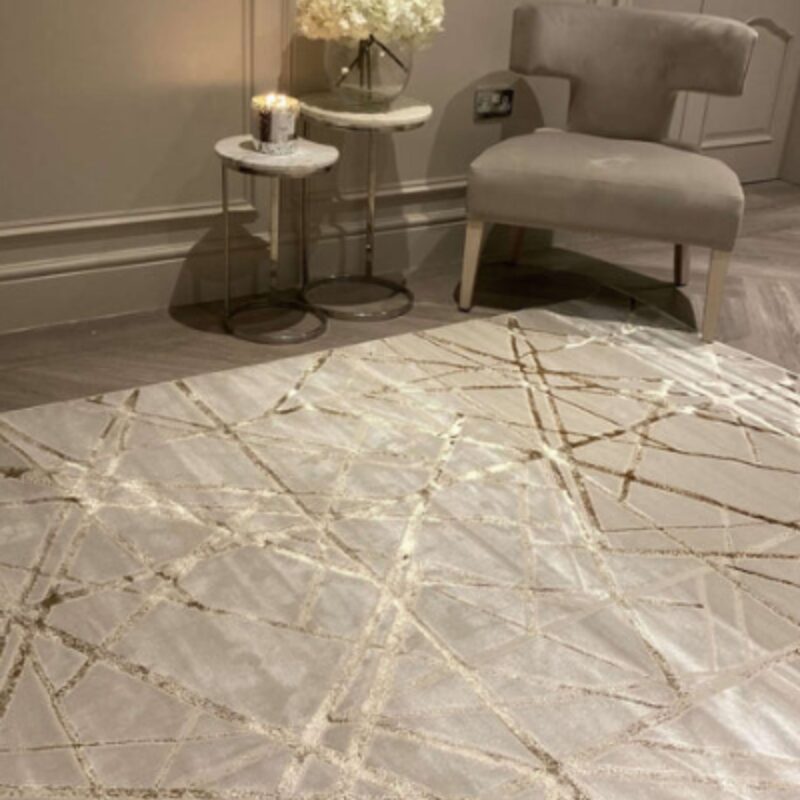 Rowen – Metallic Geometric Velvet Rug – from £119