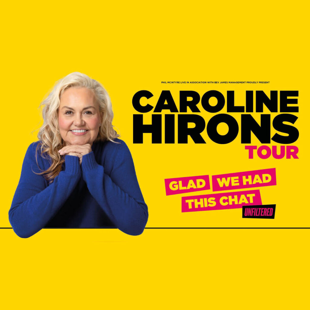 Caroline Hirons is a middle aged white woman with wavy blonde hair. She wears a dark blue long sleeved top. She rests her chin on her clasped hands and smiles. Next to this image, text says: Caroline Hirons Tour, Glad We Had This Chat.