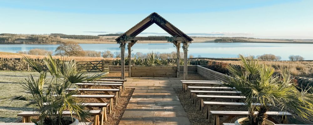 The Byirs ceremony space overlooking Derwent Reservoir