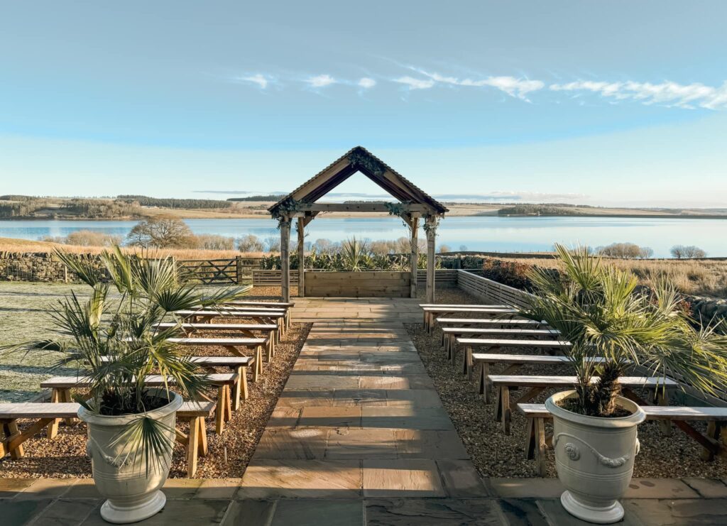 The Byirs ceremony space overlooking Derwent Reservoir