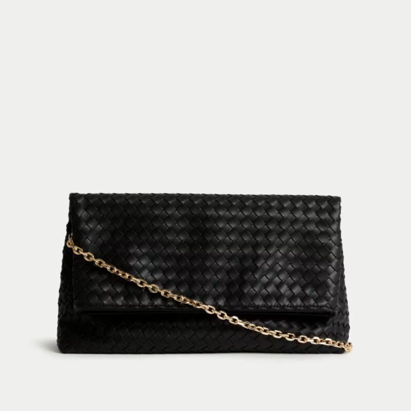 Faux Leather Woven Clutch - £35.00