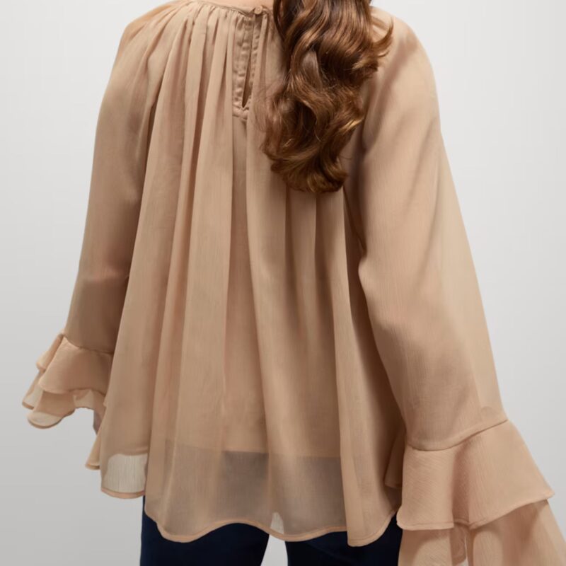 Crew neck Ruffle Sleeve Blouse - £35.00