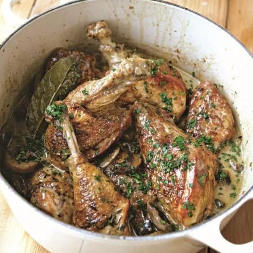 River Cottage chicken and mushroom casserole with cider