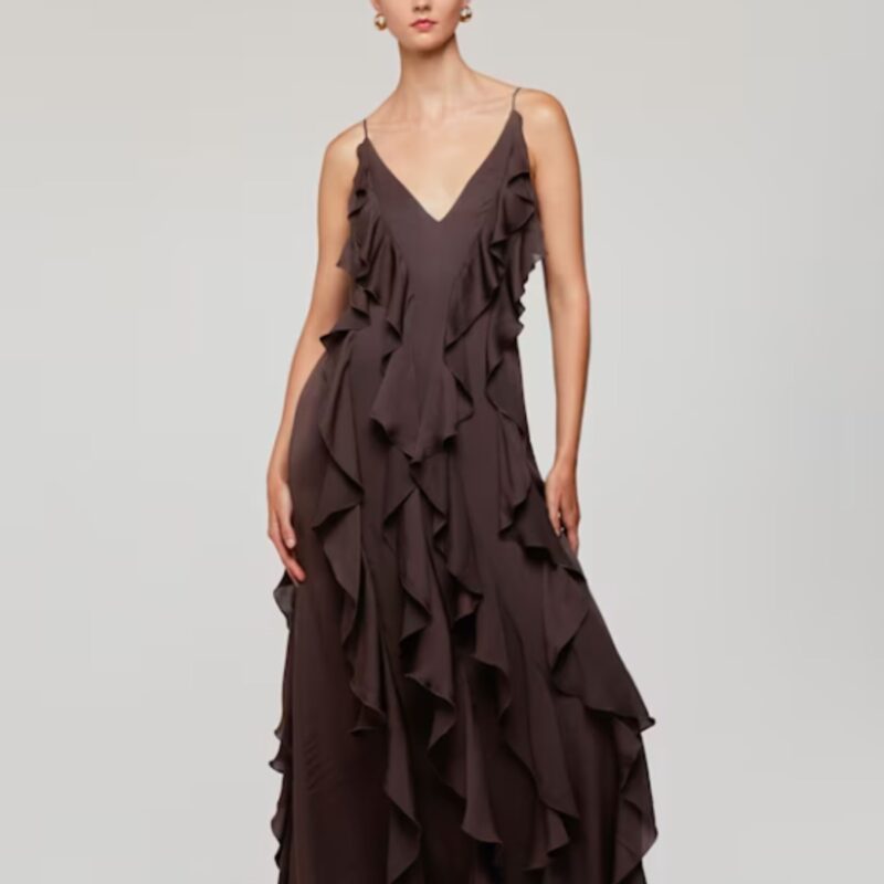 Whistles – Chocolate Ruffle Maxi Dress - £329.00