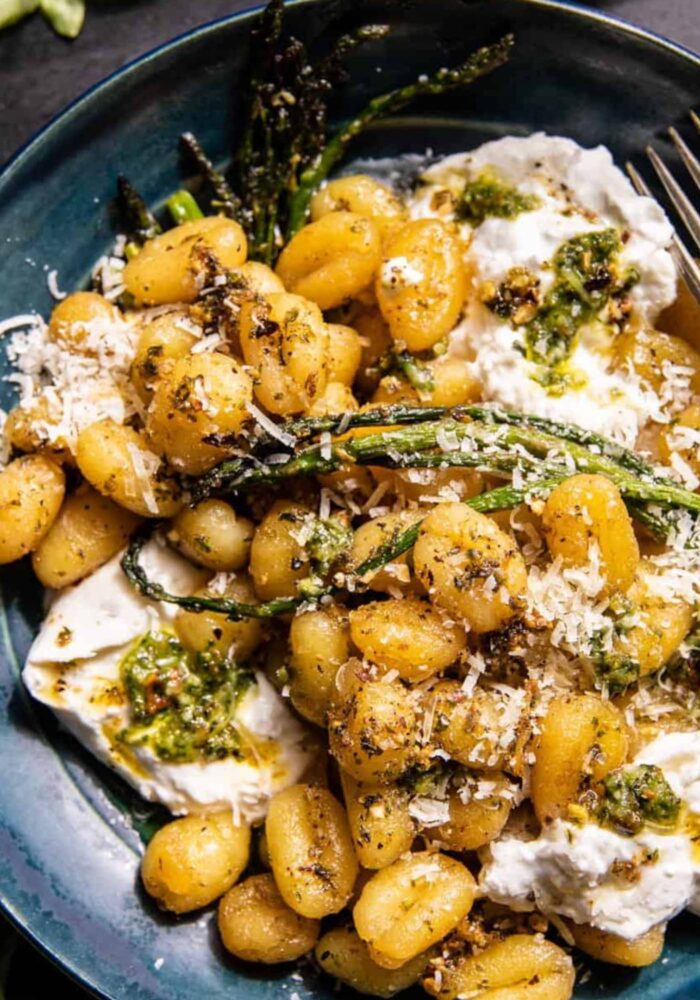 Lemon pesto burrata and brown butter gnocchi