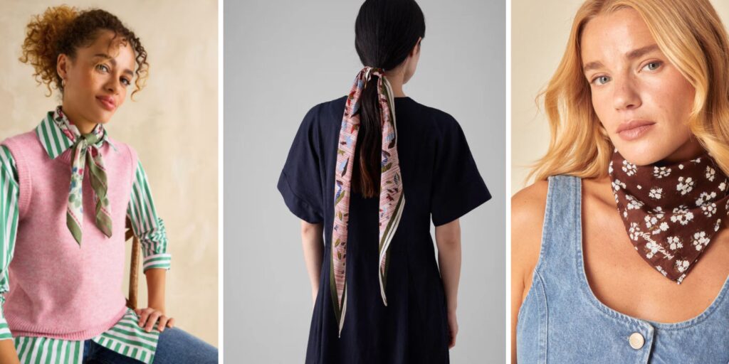Neck scarves are a chic spring accessory