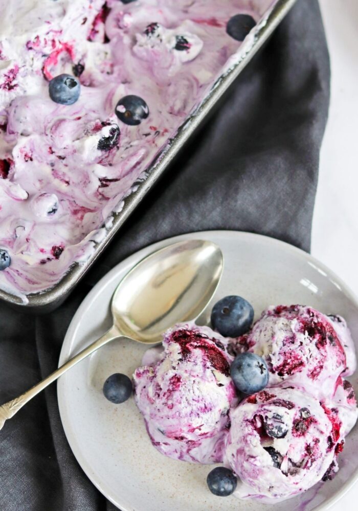 No-churn blueberry swirl ice cream