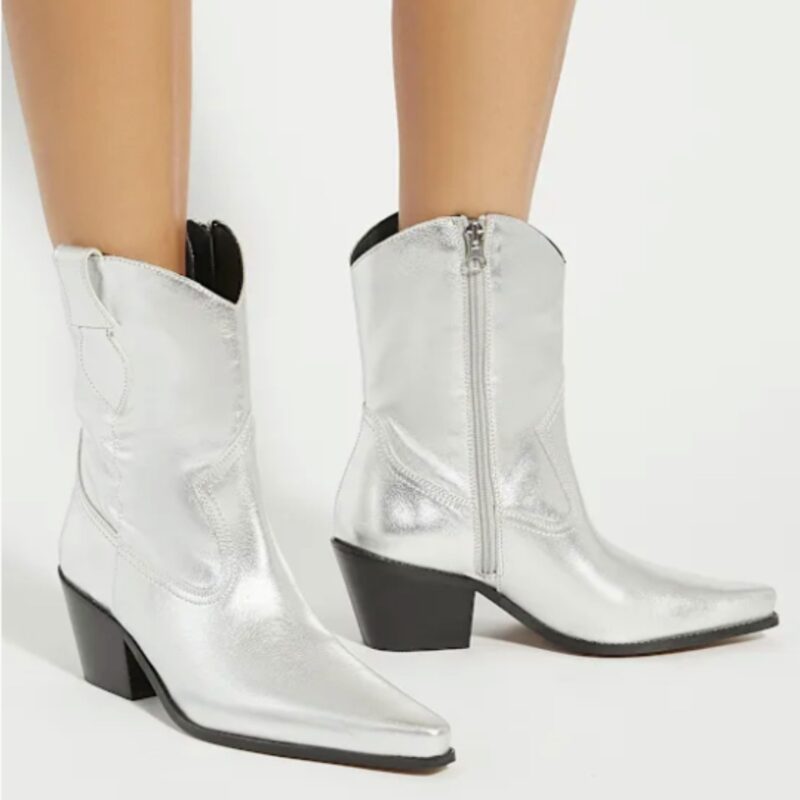Dune - Metallic Leather Western Boots – now £64.00