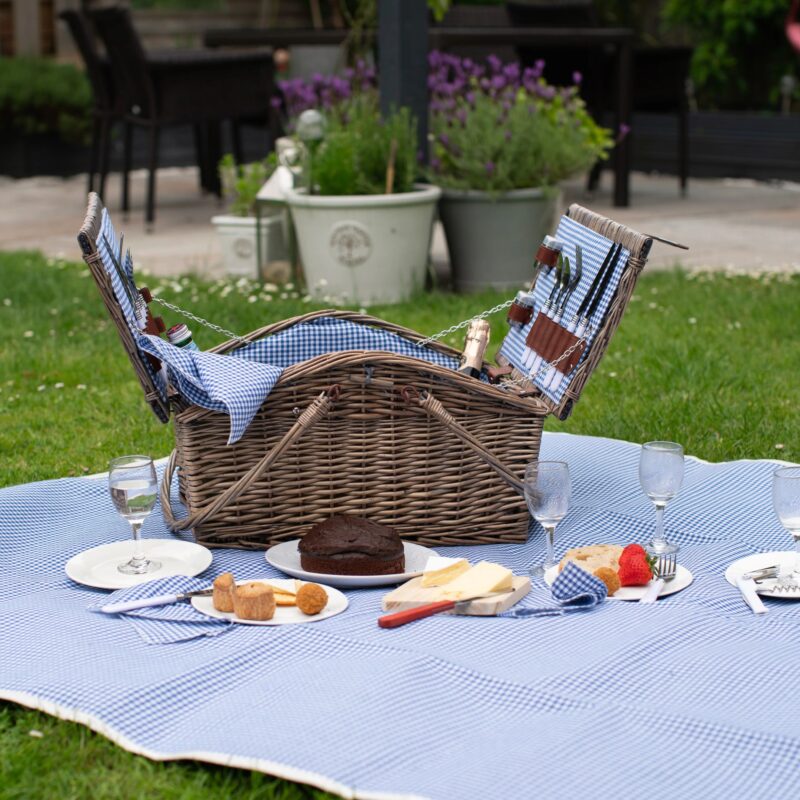 Wicker Blue Gingham Picnic Basket - £74.99