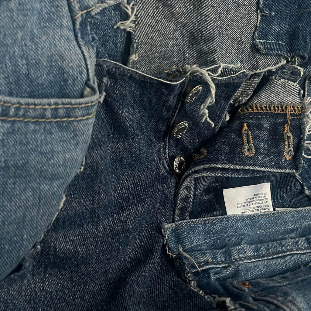 Old denim jeans.