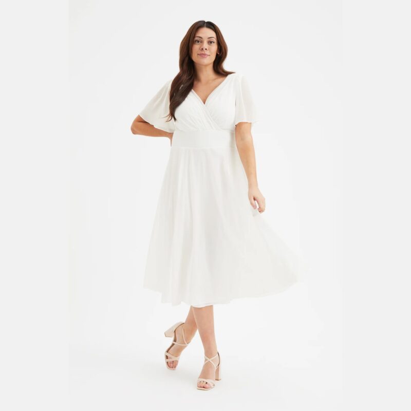 Scarlett & Jo – Ivory Angel Sleeve Midi Dress - £80.00