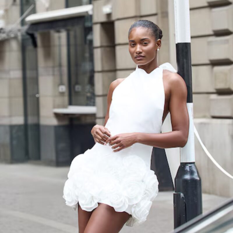 Pretty Little Thing – Premium Ruffle Detail Dress – now £64