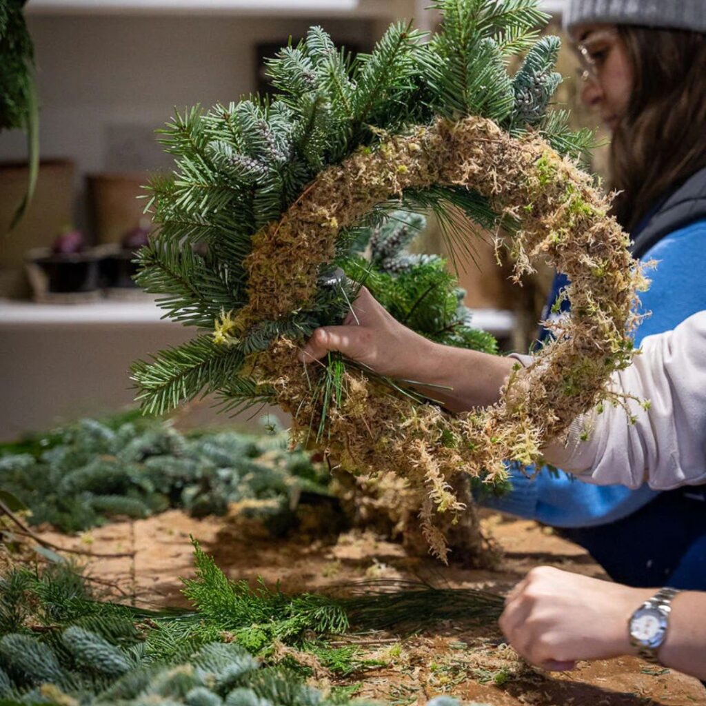 The Flower Folk Christmas Wreath Making at Wheelbirks Studio