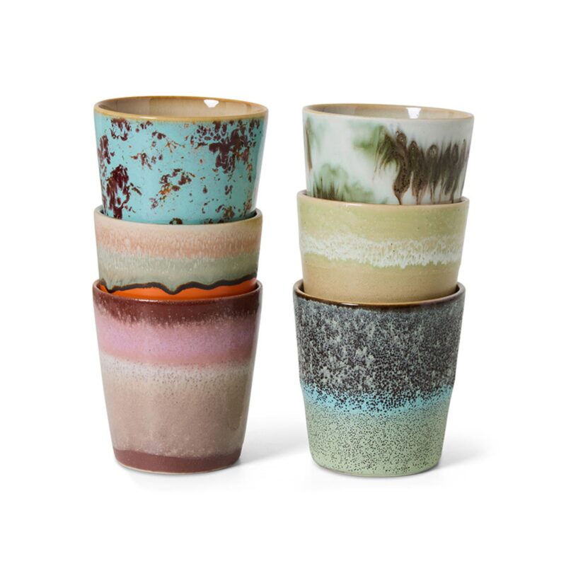 HKLIVING - 70s Ceramics Coffee Mugs - Surreal (Set of 6) - £49.00