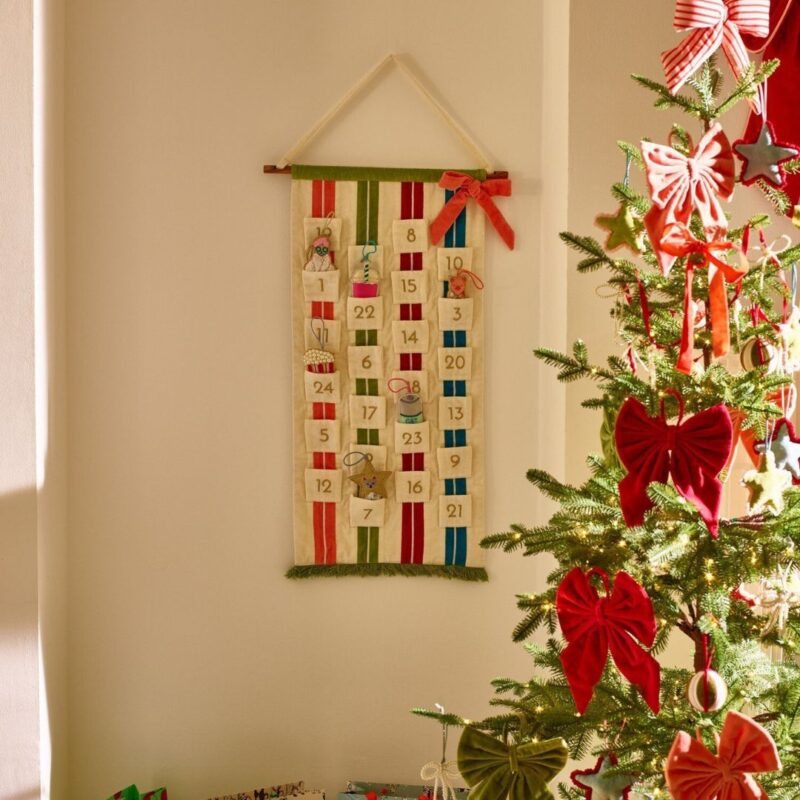 Oliver Bonas – Velvet Striped Advent Calendar - £55.00