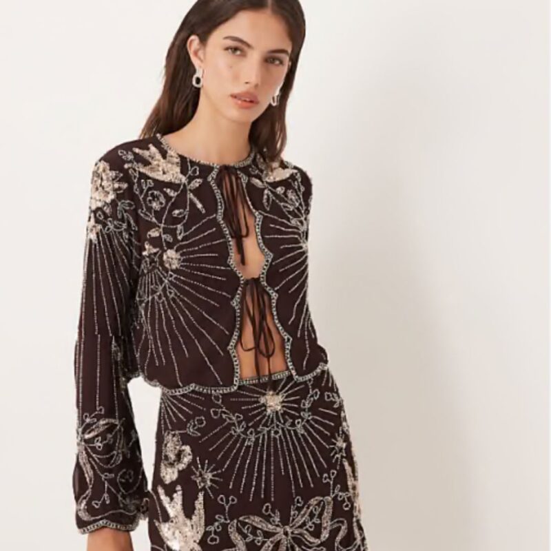 ASOS DESIGN - Embellished Long Sleeved Blouse - £60.00