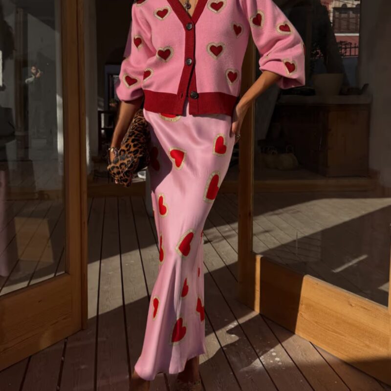 Never Fully Dressed - Pink Hearts Dorris Skirt - £79.00
