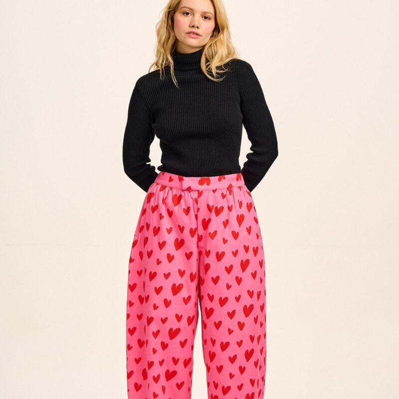 Lucy & Yak - Barrel Leg Cotton Trousers in Cupid - £65.00