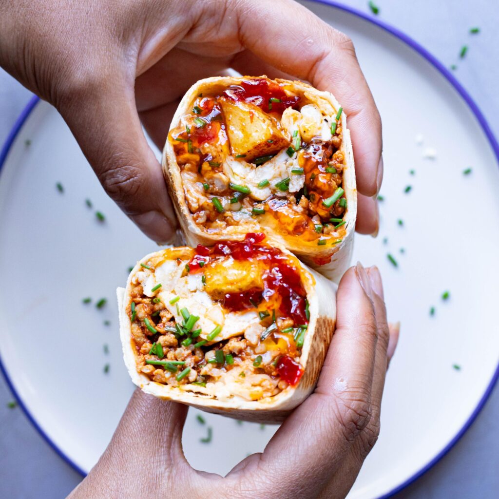 High protein breakfast burrito