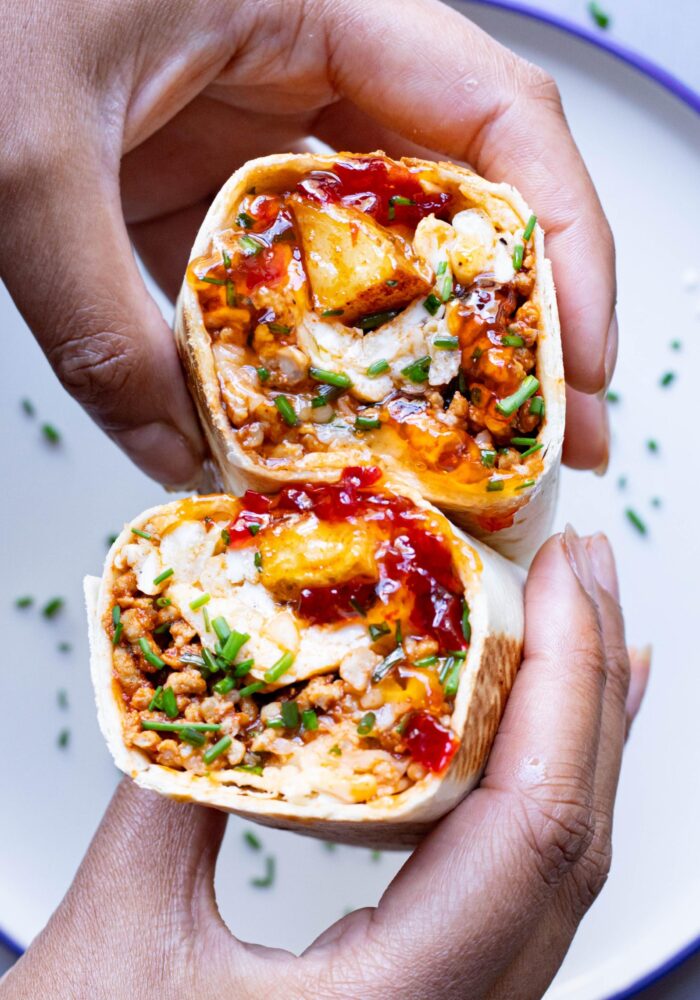 High protein breakfast burrito