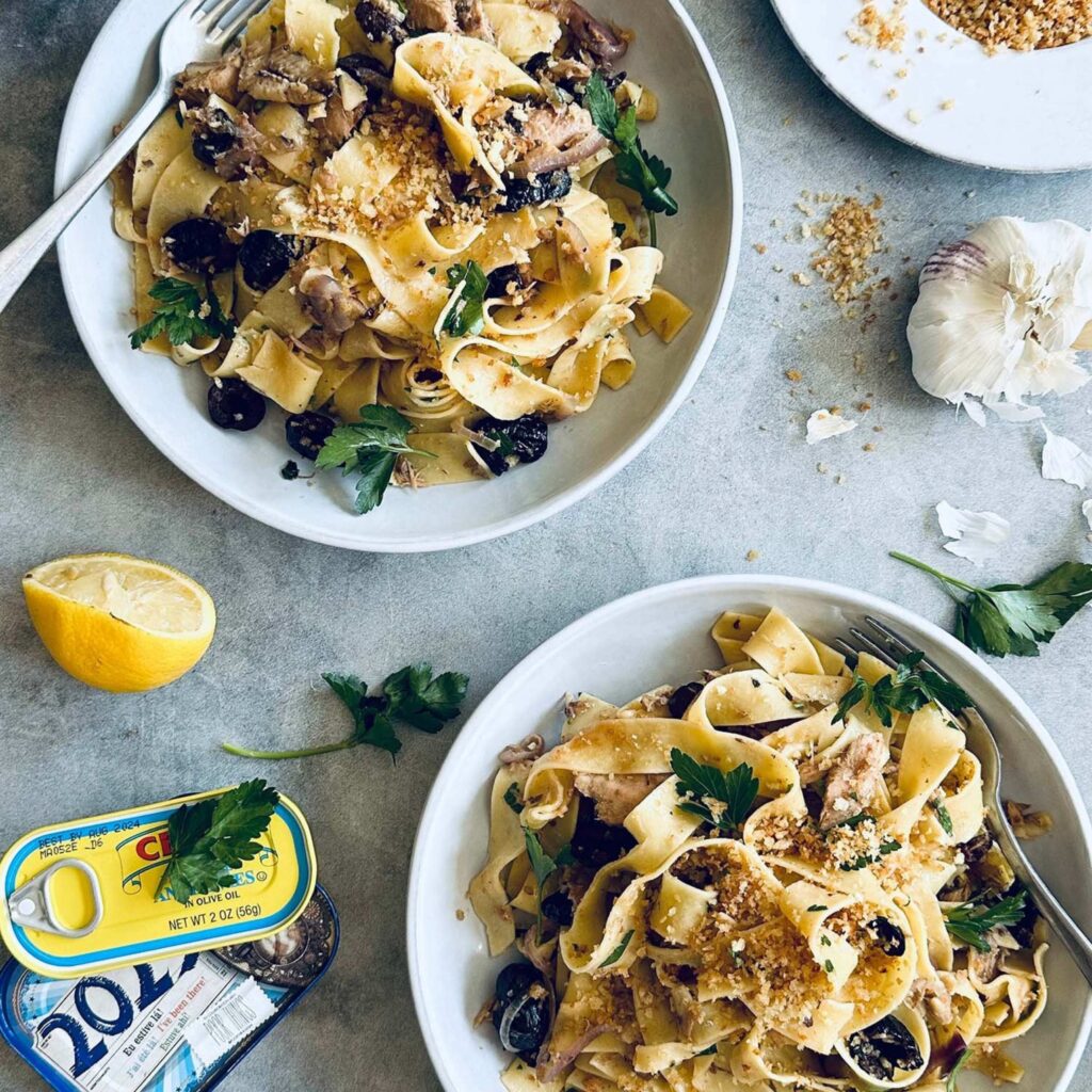 Easy tinned fish pappardelle