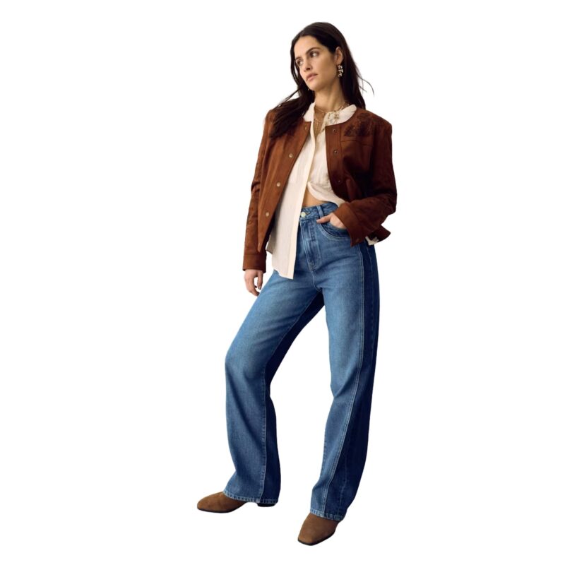 M&S - Two Tone High Waisted Straight Leg Jeans - £48