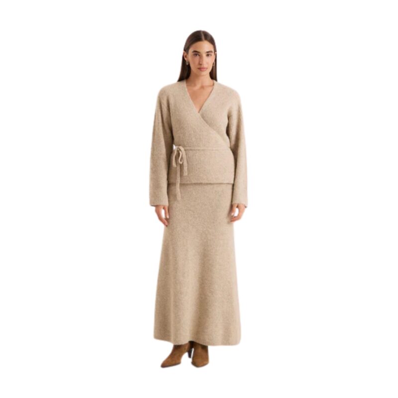 4TH & RECKLESS - Oatmeal Knitted Wrap Top - £40