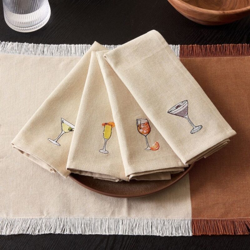Dusk, Julio Drink Embroidered Set of 4 Napkins - £12.00
