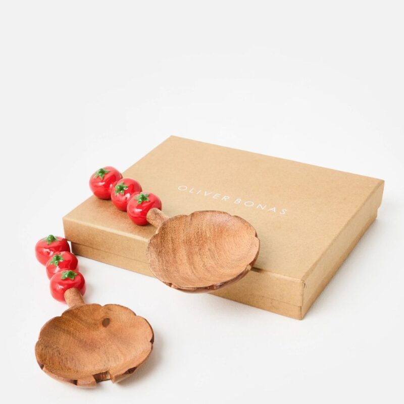 Oliver Bonas, Tomato Handle Wooden Salad Servers - £29.50