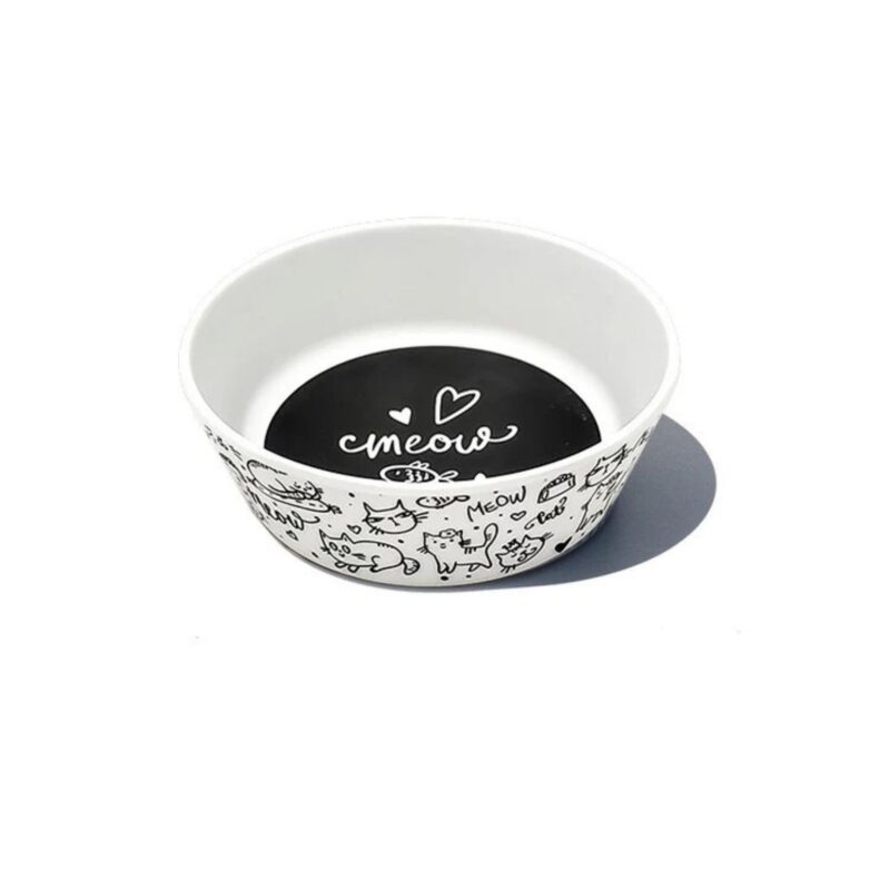Tarhong Black and White Meow Small Bowl 1.5 Cups - £9.49