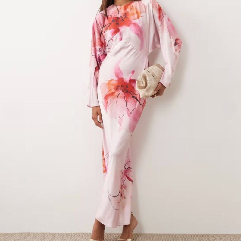 ASOS Design - Satin Batwing Maxi Dress - £68.00