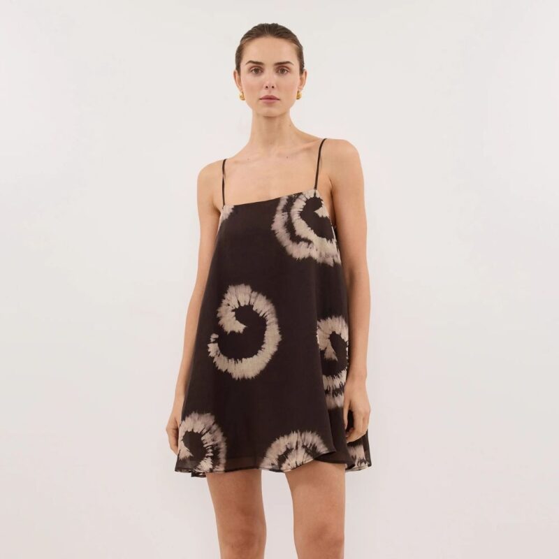 DISSH - Aura Dark Choc Tie Dye Ramie Mini Dress - £185.00