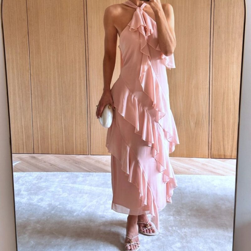 Pretty Lavish - Aria Halterneck Ruffle Midaxi Dress - £88.00