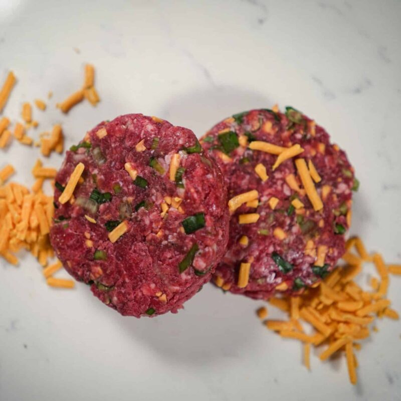 Gourmet Steak, Spring Onion and Cheese Burgers x2 6oz