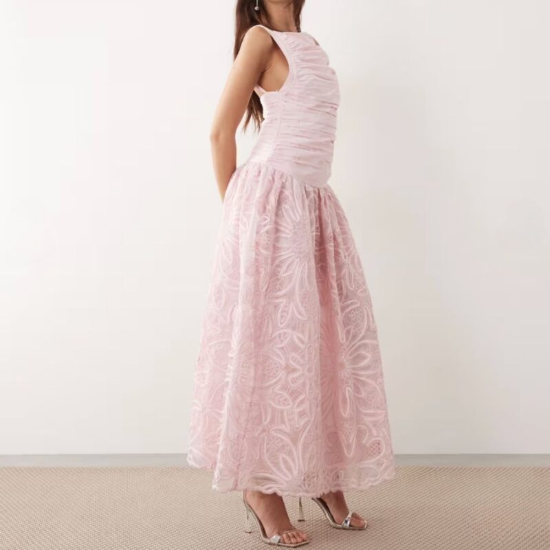 Arrange - Drop Waist Maxi Dress in Pink - £220.00