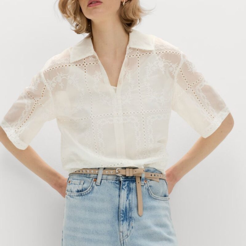 M&S - Lyocell Rich Embroidered Collared Top - £40.00