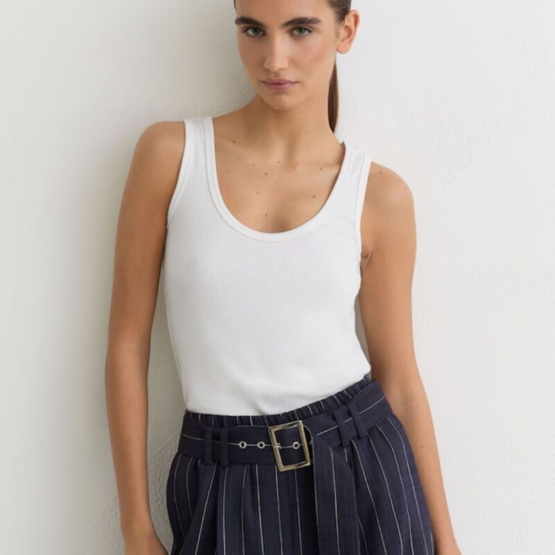 Reiss - Stretch-Cotton Ribbed Vest in White - £30.00