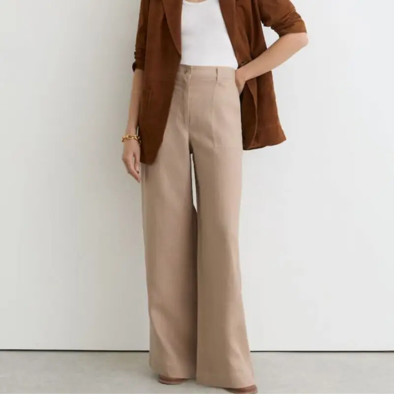 Reiss - Linen Wide-Leg Trousers in Neutral - £98.00