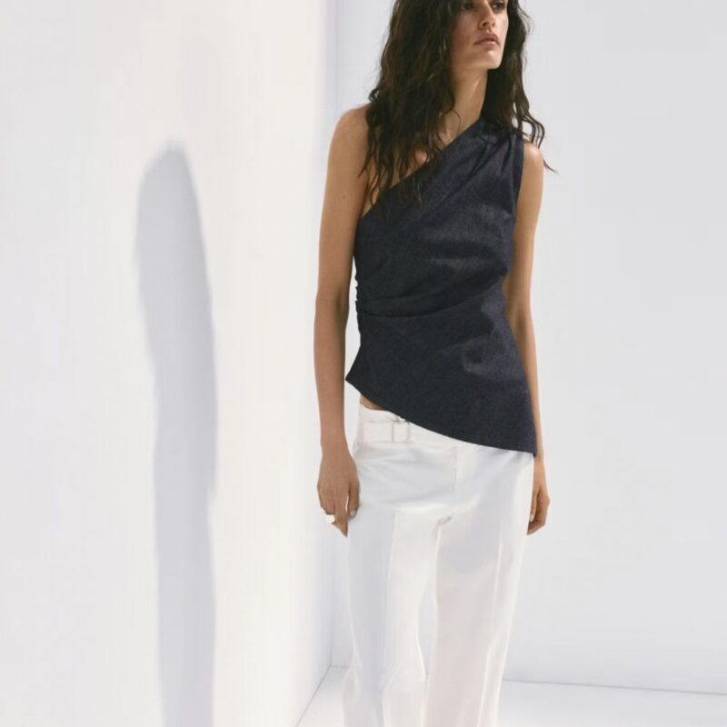 Mango - Asymmetric Neck Line Cotton Top - £29.99