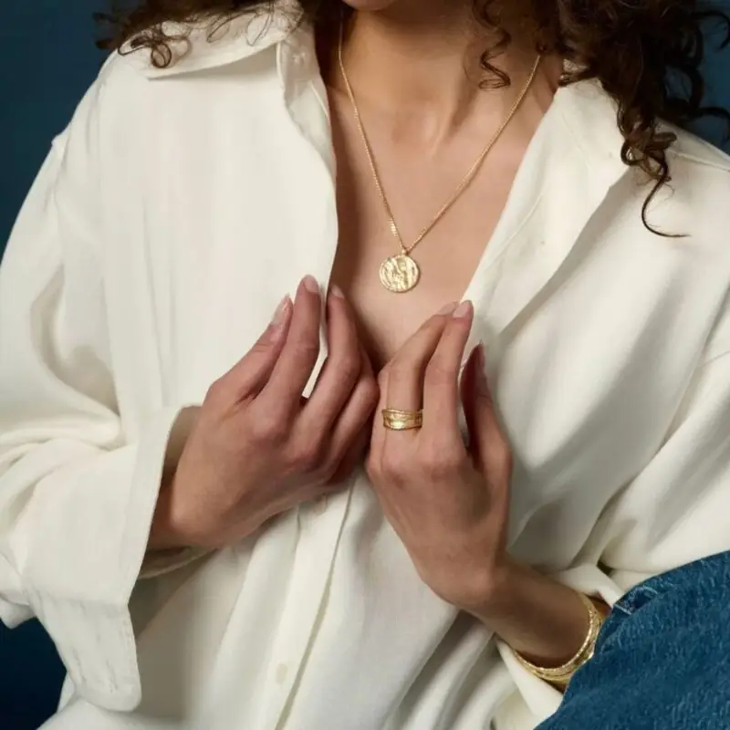 TUTTI - Textured Disc Pendant Necklace - £38.00