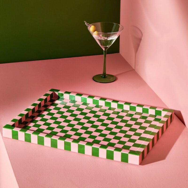 Habitat - Checkered Resin Pink & Green Coffee Table Tray - £18.00