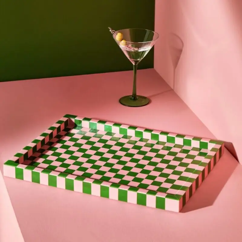 Habitat - Checkered Resin Pink & Green Coffee Table Tray - £18.00