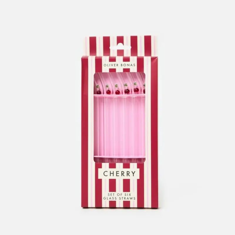 Oliver Bonas - Cherry Glass Straws Set of Six - £18.00