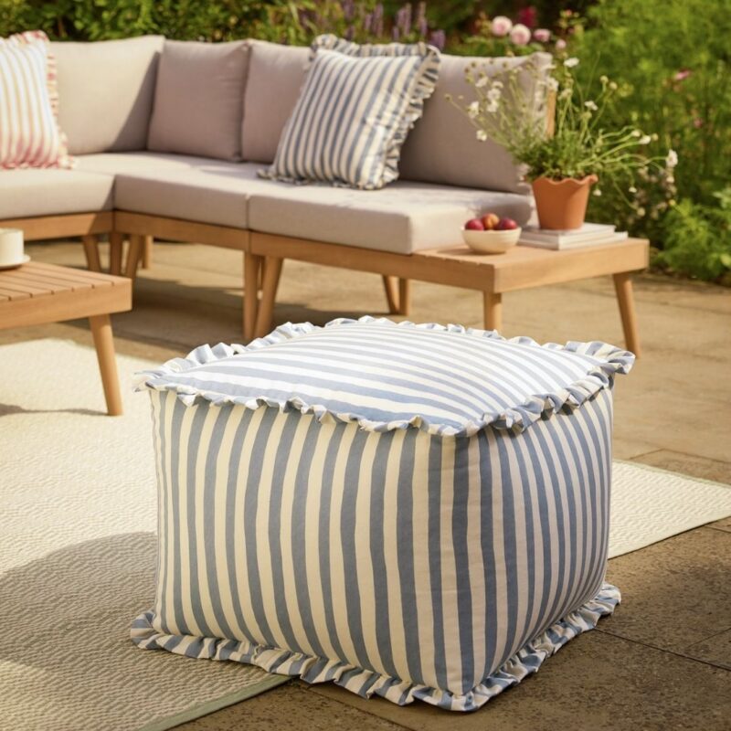 Habitat - Habitat Blue and White Stripe Pouffe - £45.00
