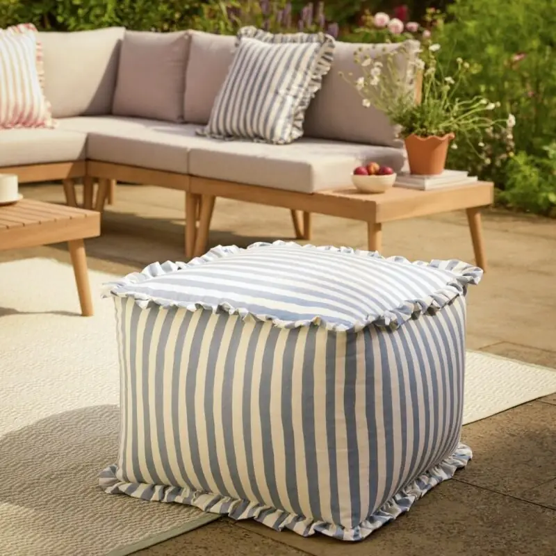 Habitat - Habitat Blue and White Stripe Pouffe - £45.00