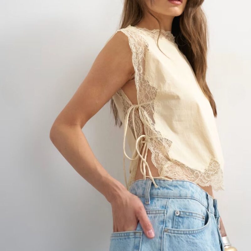 Topshop - Tie Side Lace Detail Top - £38.00