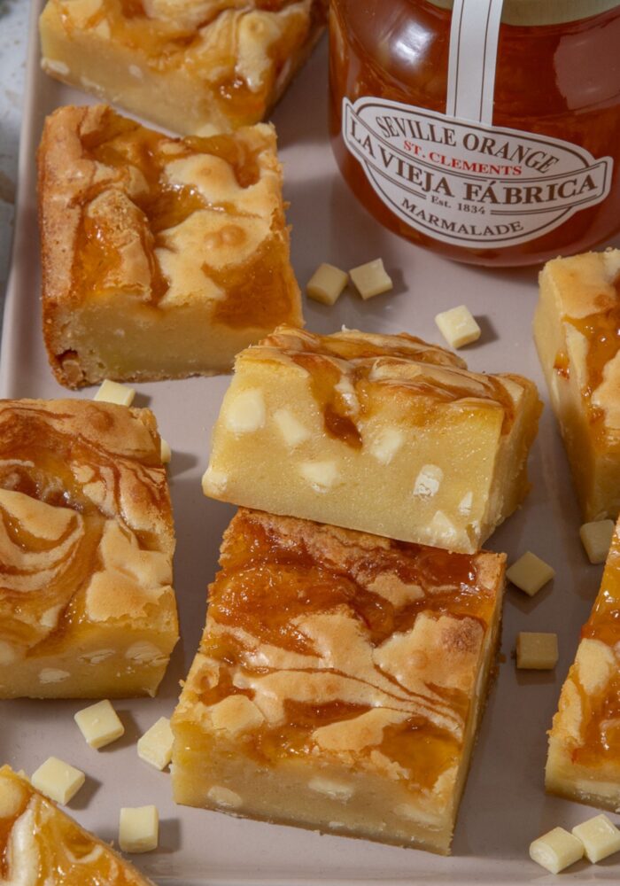 White chocolate and marmalade blondies